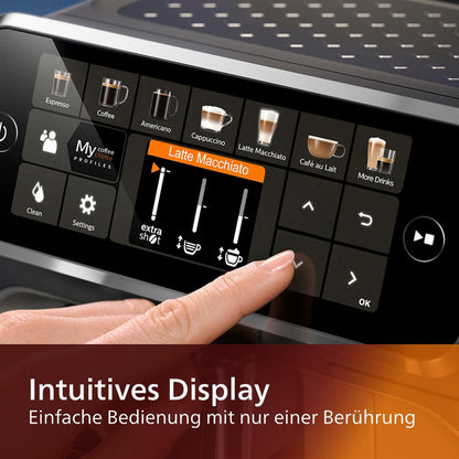 Philips Espressomaschine der Serie 5400 – Genießen Sie 12 Getränke, schnell reinigendes LatteGo, intuitives TFT-Display, anpassbare Kaffeeeinstellungen, erstklassiges Küchendesign (EP5441/50)